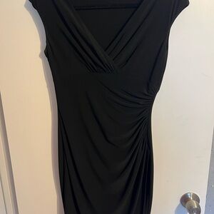 Ralph Lauren Black Pleated Sheath Midi Dress